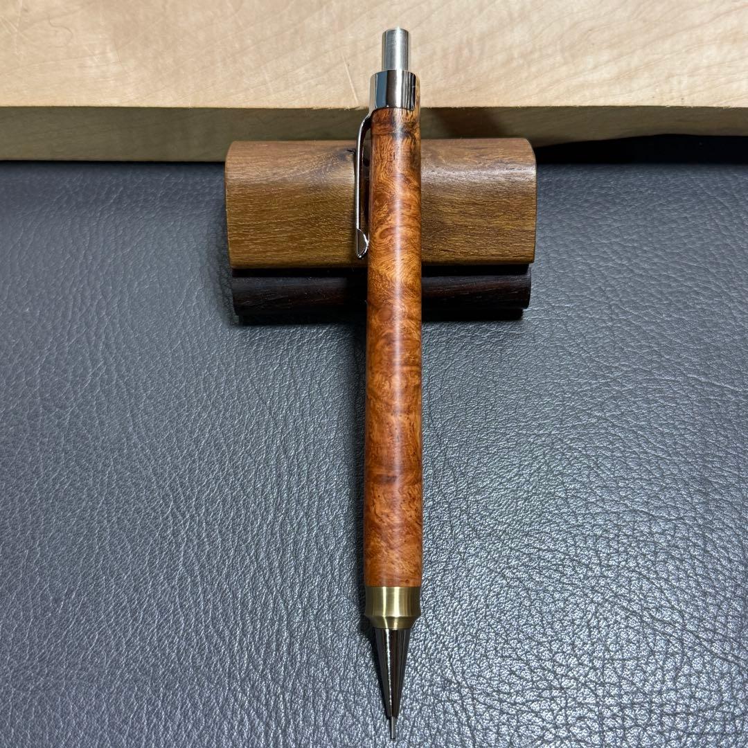 115花梨瘤　木製シャーペン　強低重心ダブルR 真鍮