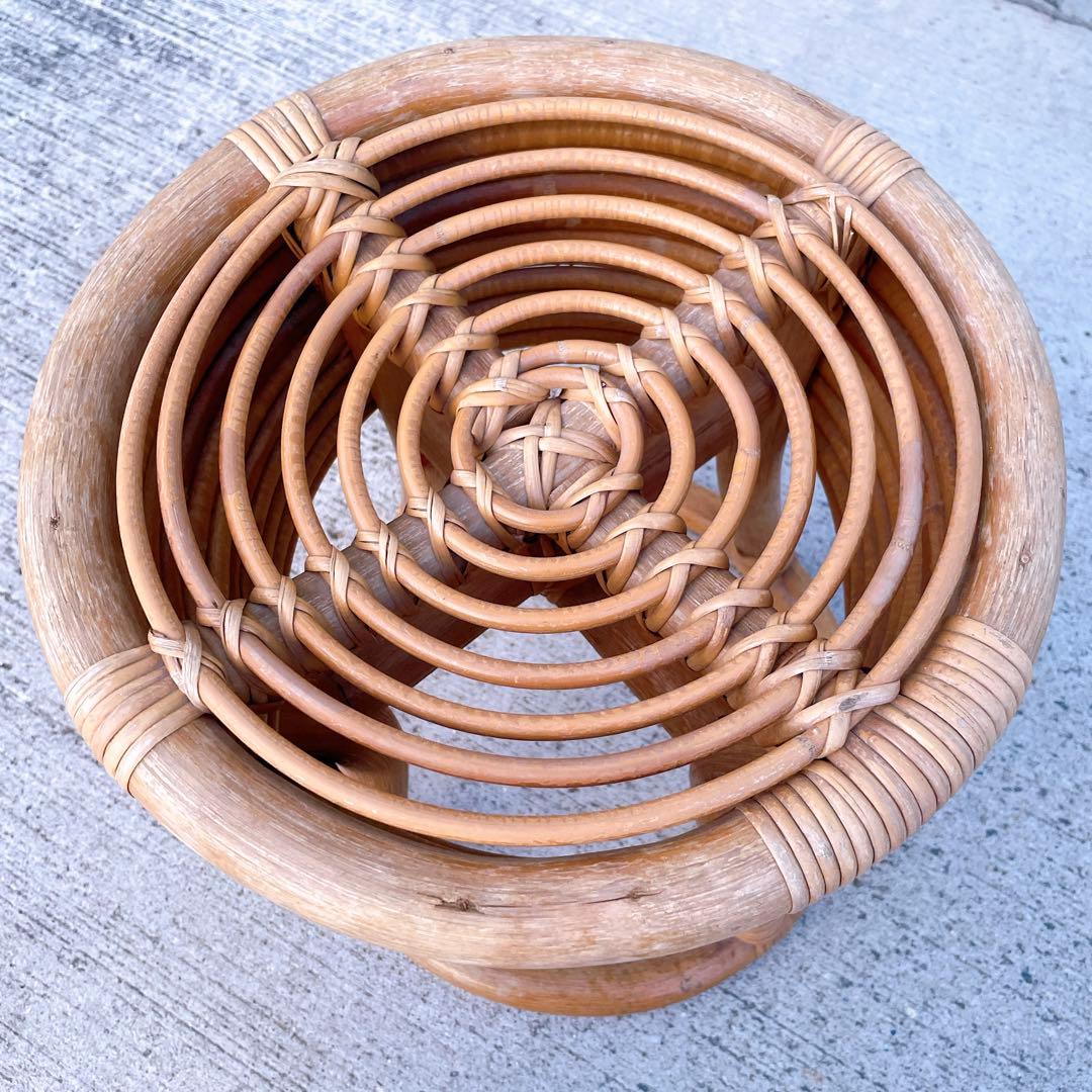 山川ラタン スツール ジャパンヴィンテージ 籐編み 山川譲 ジャパニーズモダン