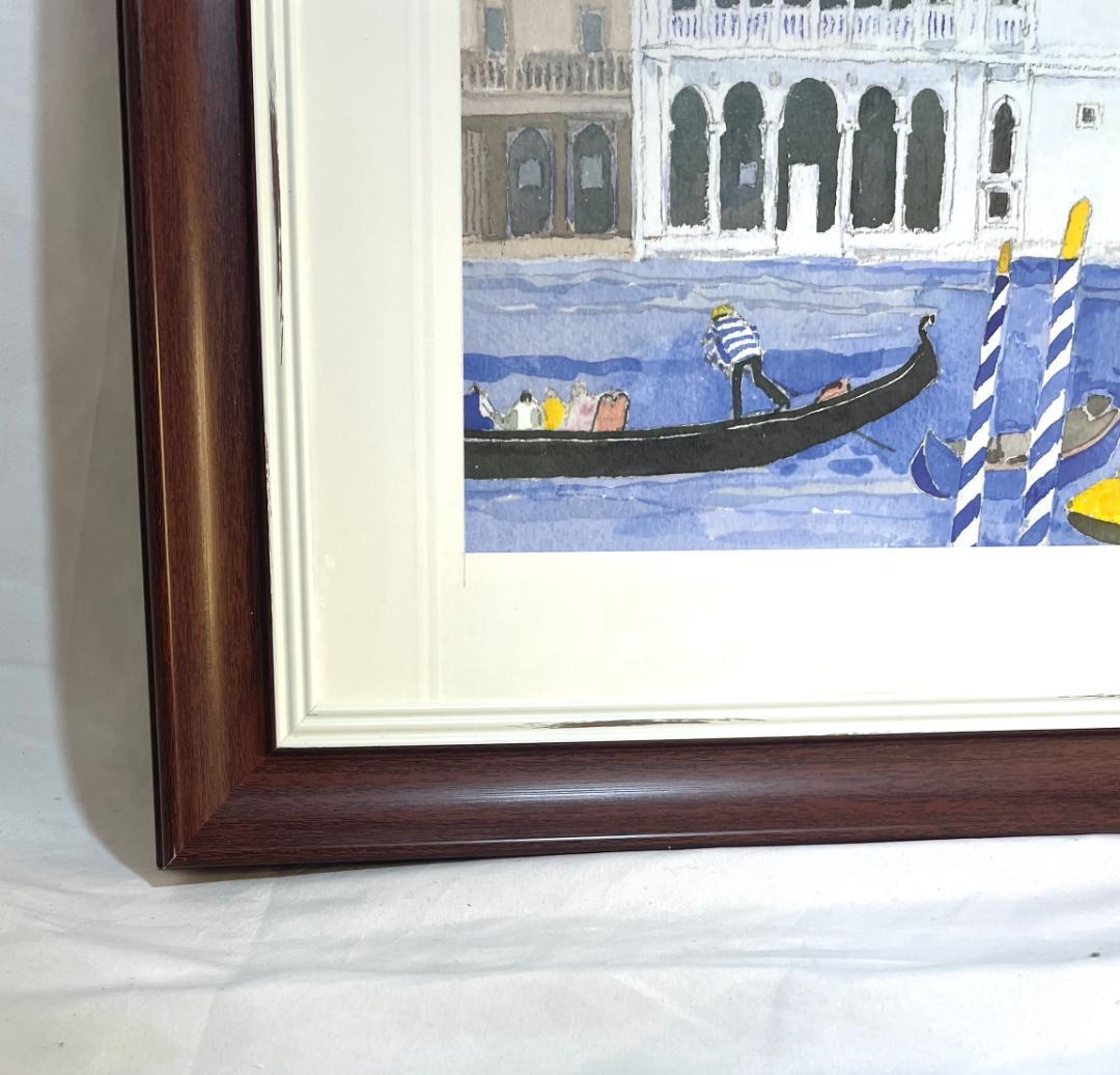 【新品】安野光雅「ベニスの船着場」ポスター 複製画　額付