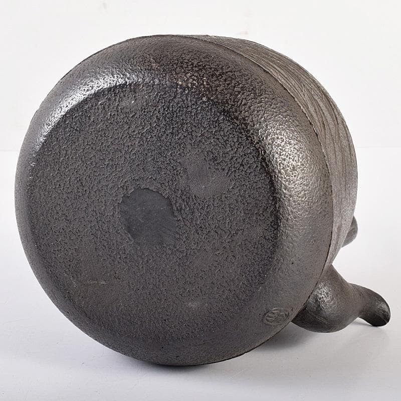 煎茶道具　南部鉄器　金澤雀州造　薄文　筒形　鉄瓶　鉄壷　D　R7746