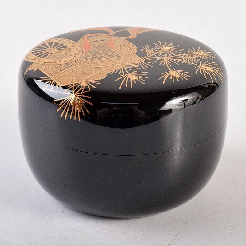 茶道具　横山一榮作　御所車蒔絵　平棗　内金梨子地　鵬雲斎極め箱　V　8336
