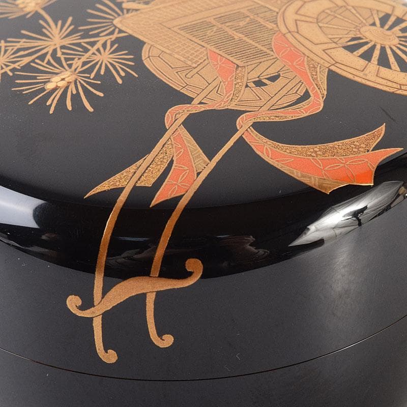 茶道具　横山一榮作　御所車蒔絵　平棗　内金梨子地　鵬雲斎極め箱　V　8336