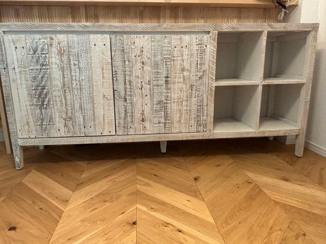 ジャーナルスタンダードファニチャー　ホワイト木製キャビネット オープンシェルフ付