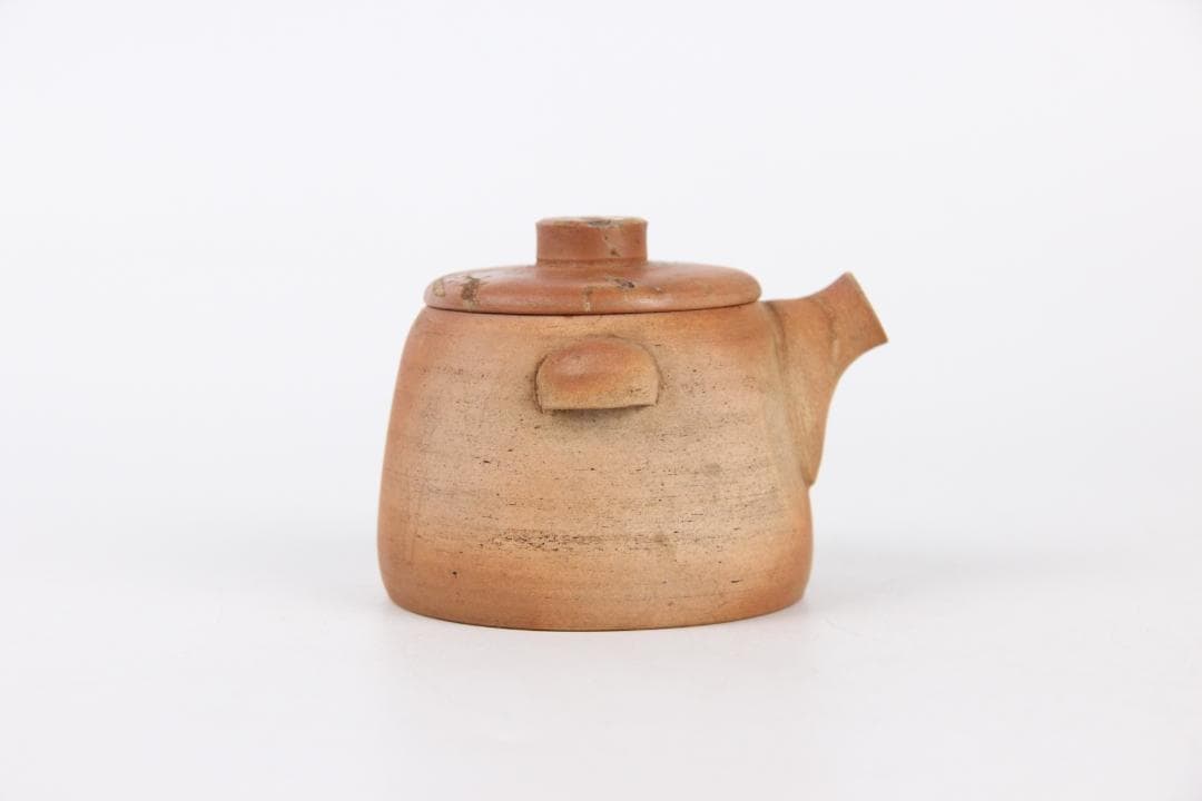 南山焼 柳仙造 朱泥焼締急須 宝瓶　手作り茶日本陶芸 煎茶道具 　EL11-18