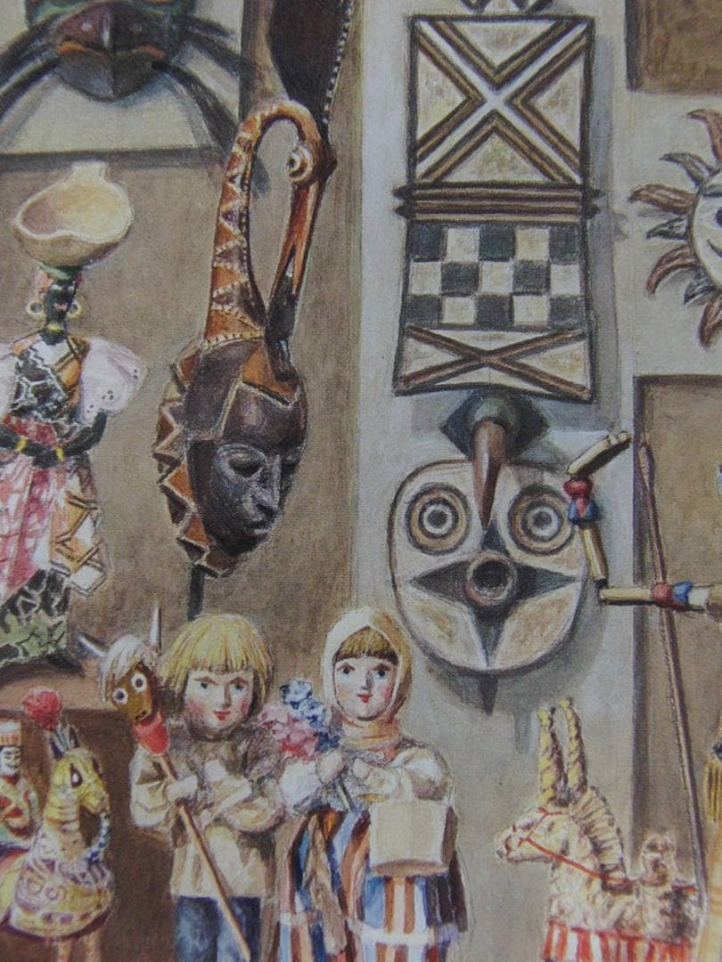 大和屋巌、【アトリエの仲間たち】、希少な額装用画集より