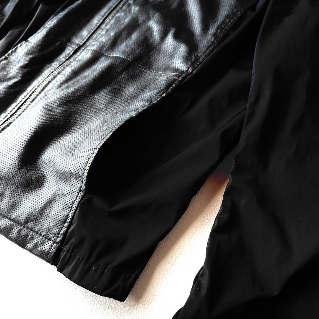 エンポリオアルマーニ　切替　ライダースジャケット　ブルゾン　ラムレザー　ブラック