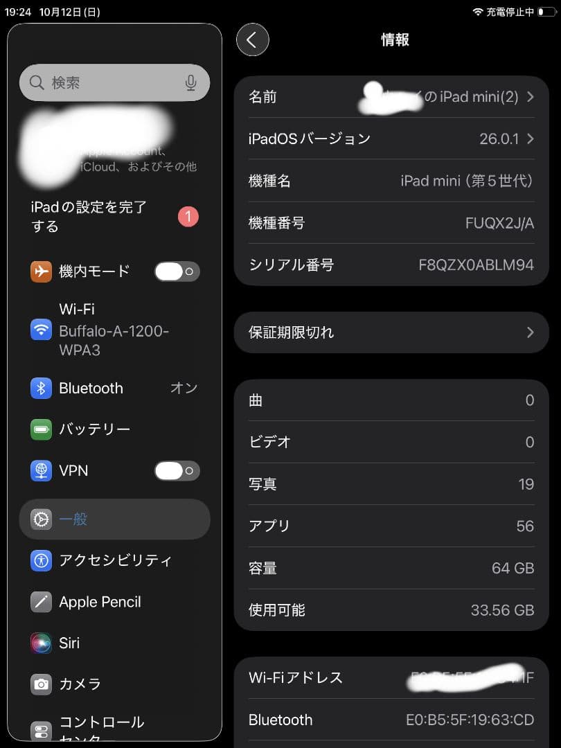 天*ん様 Apple iPad mini5（第5世代）本体　64GB 箱あり