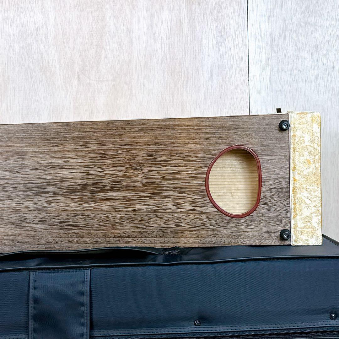 【美品】 ゼンオン 文化箏 高級 立柱ケース 13弦 全長86cm 琴 短琴 箏