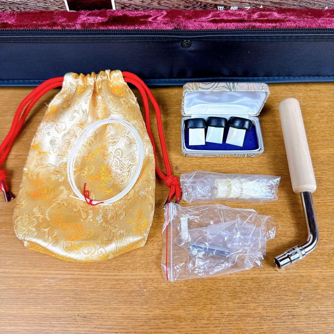 【美品】 ゼンオン 文化箏 高級 立柱ケース 13弦 全長86cm 琴 短琴 箏