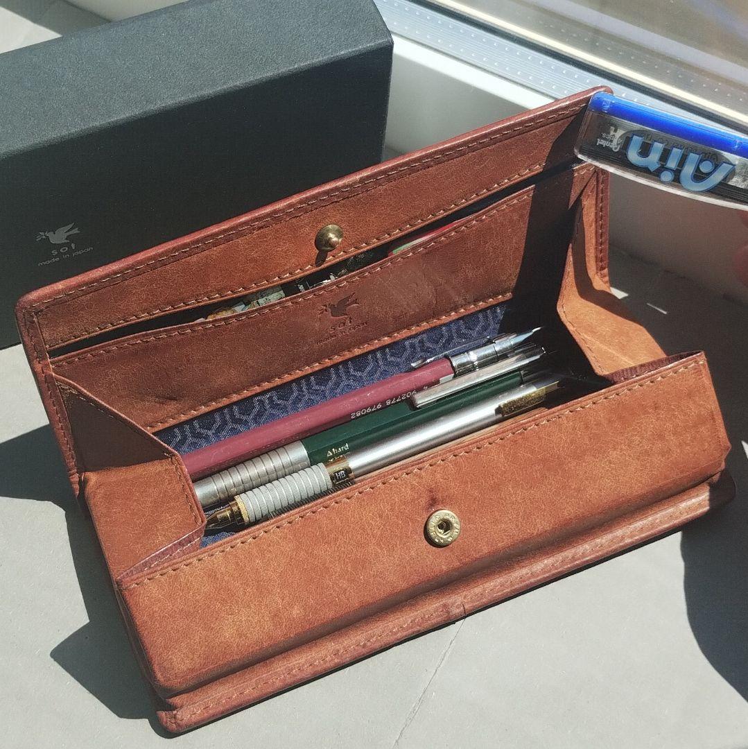 sot プエブロレザー BOXペンケース キャメル