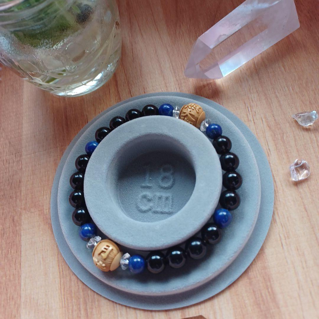 天然石お守りブレスレット 天照大御神様×月読命様モリオン(黒水晶)