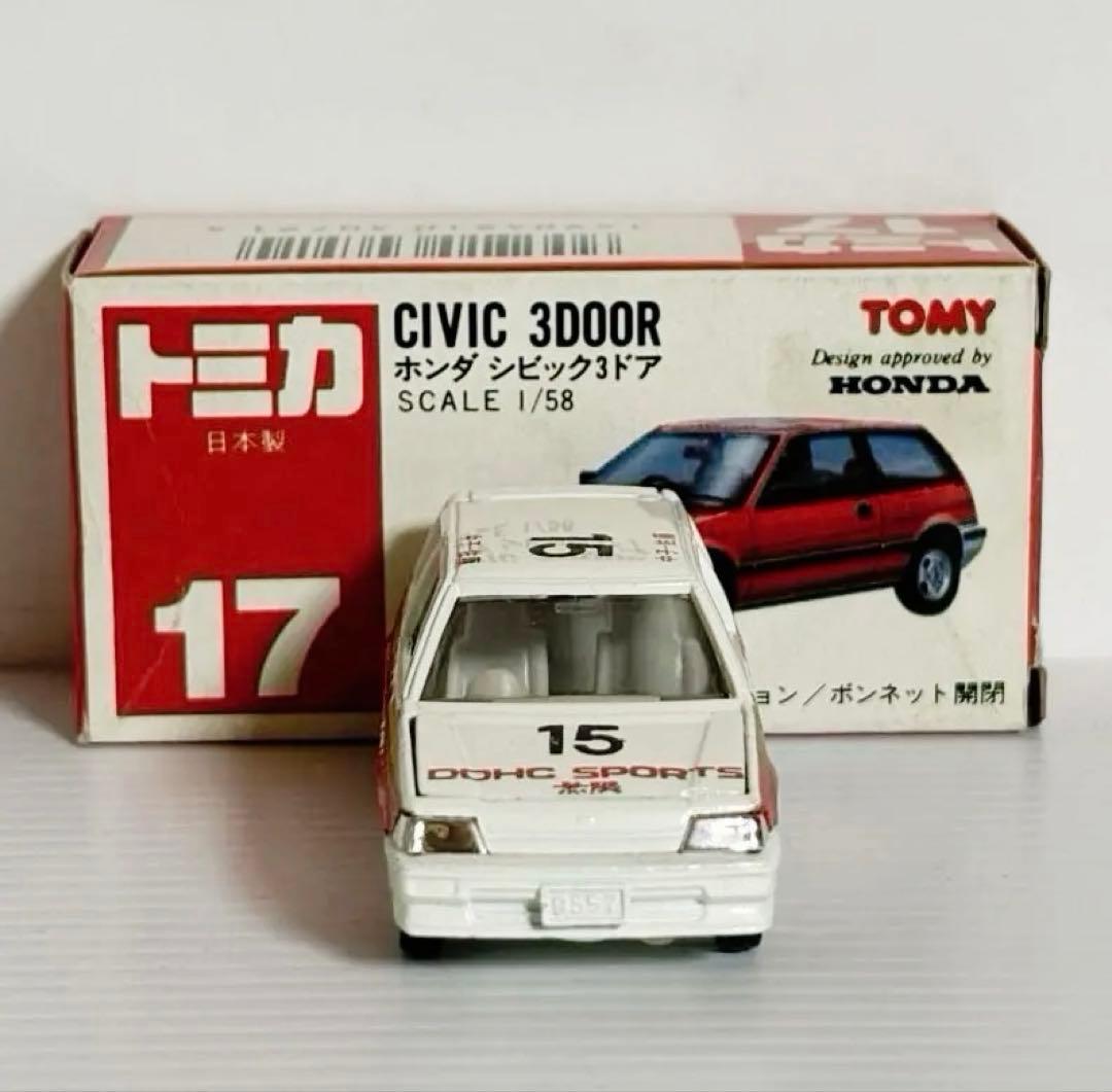 トミカ赤箱　No17 ホンダ シビック 3ドア (グループAフェア)ホワイト