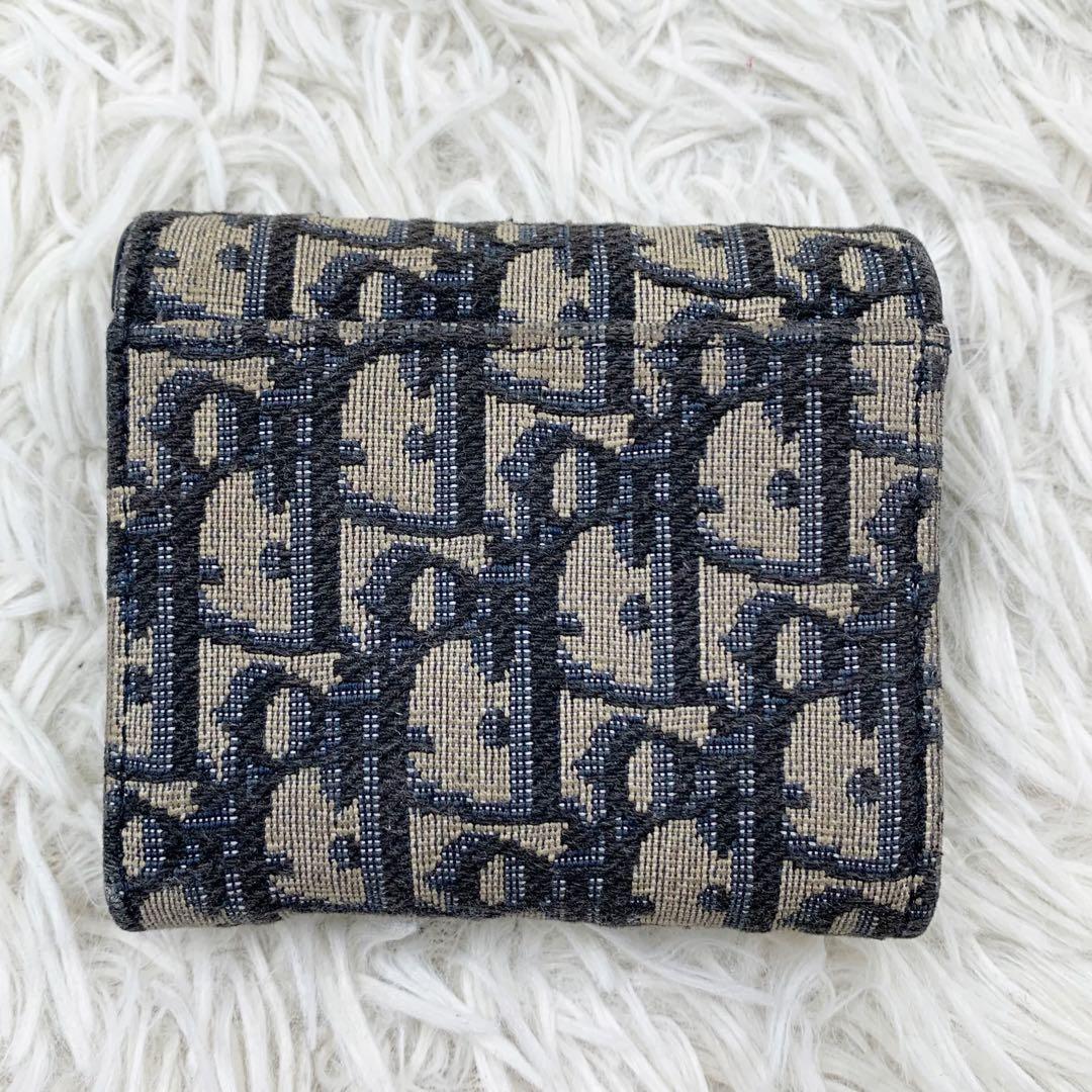 【✨極美品✨】ディオール 三つ折り財布 オブリーク サドル Dロゴ ネイビー