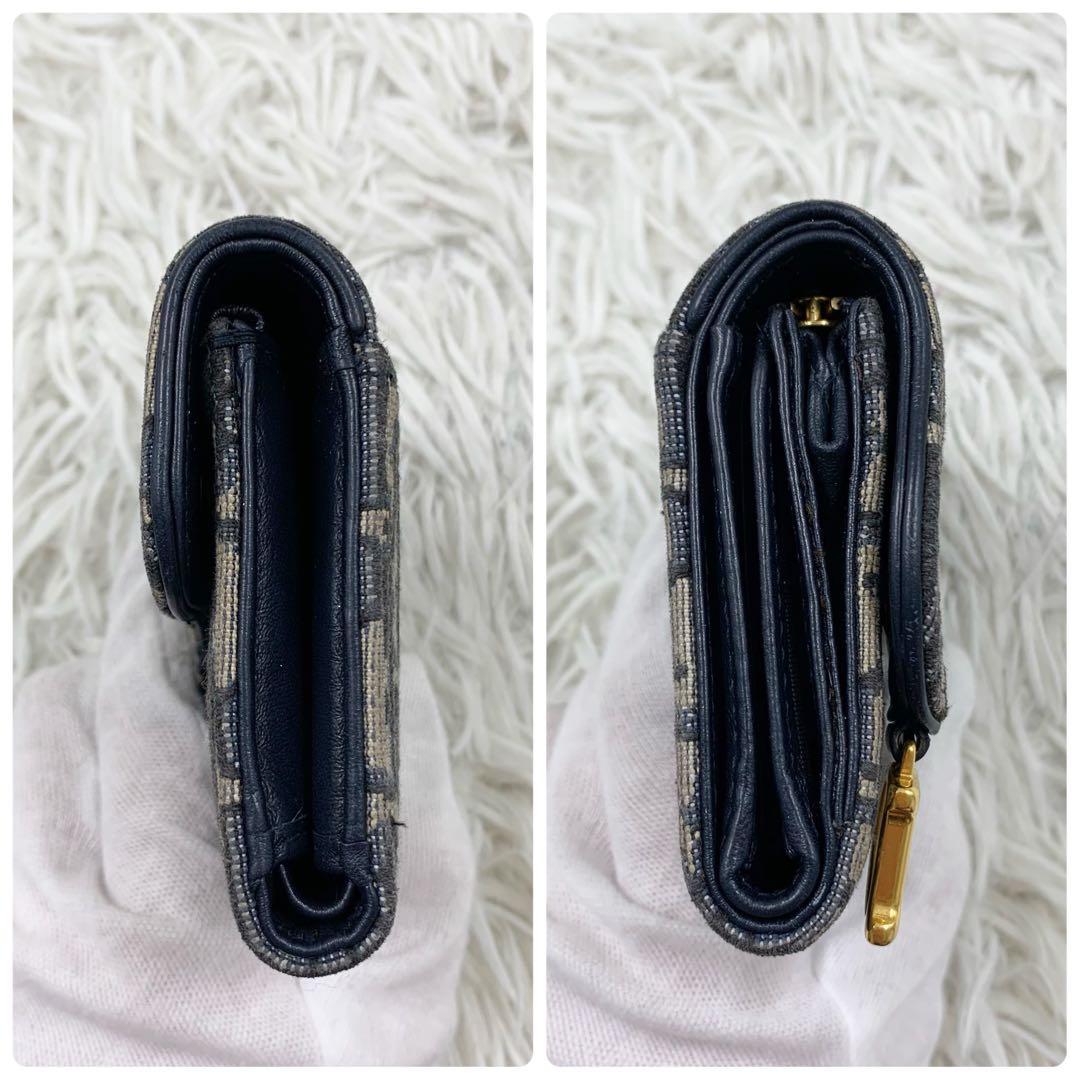 【✨極美品✨】ディオール 三つ折り財布 オブリーク サドル Dロゴ ネイビー