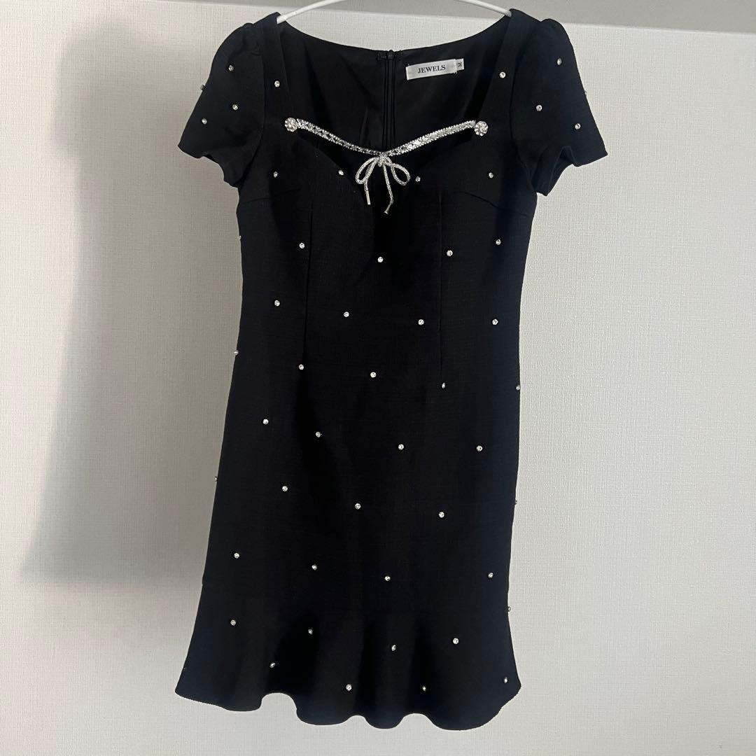 Jewels ビジューリボンマーメイドミニドレス