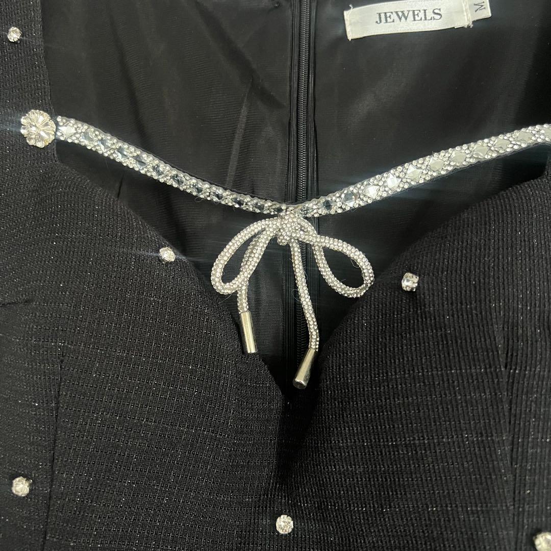 Jewels ビジューリボンマーメイドミニドレス