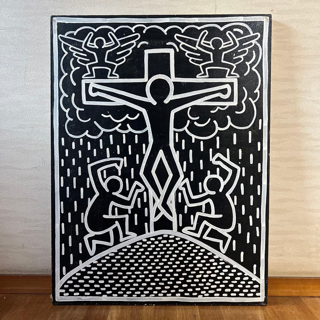 貴重　キース•ヘリング　大型肉筆油彩画