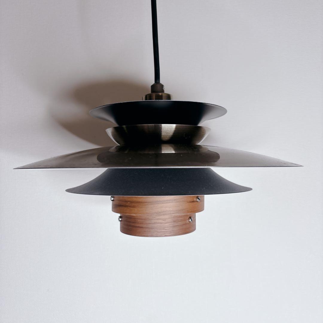 【美品]おしゃれなペンダントライト　スチール×天然木（ウォルナット）