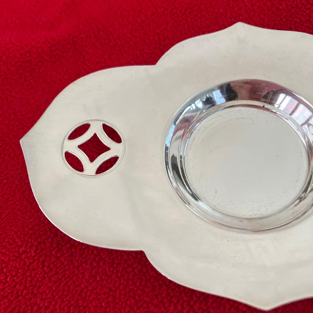 純銀　茶托　木瓜型　七宝透　5客セット　250g 隆昌　刻印　未使用　共箱