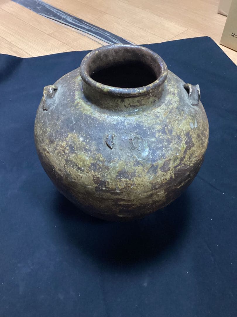 骨董古美術　古信楽四つ耳茶壺　江戸期古作　高さ約28cm