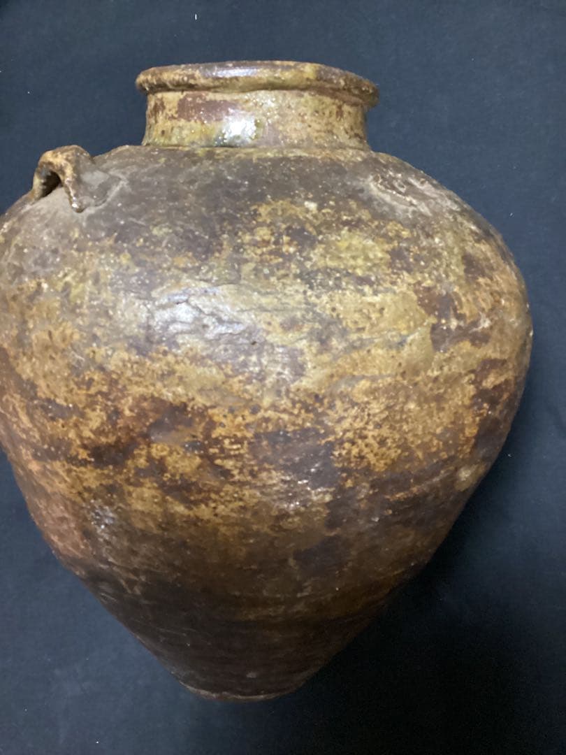 骨董古美術　古信楽四つ耳茶壺　江戸期古作　高さ約28cm