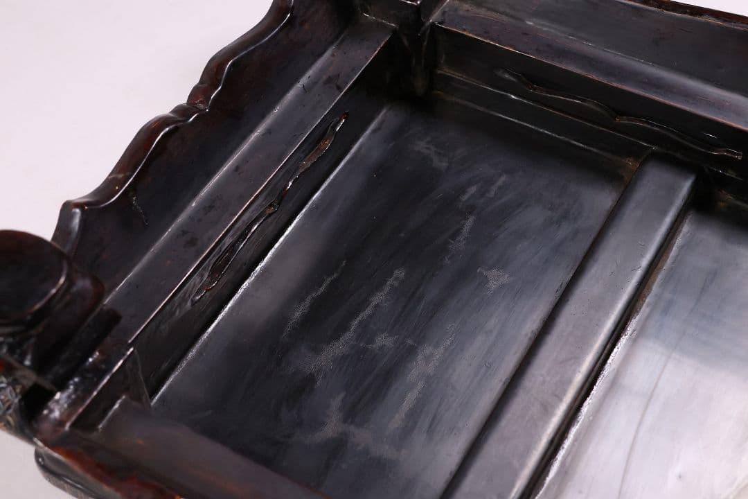 時代唐物 青貝螺鈿細工 楼閣人物 平卓 花台 香炉台 58cm 木製【MA624