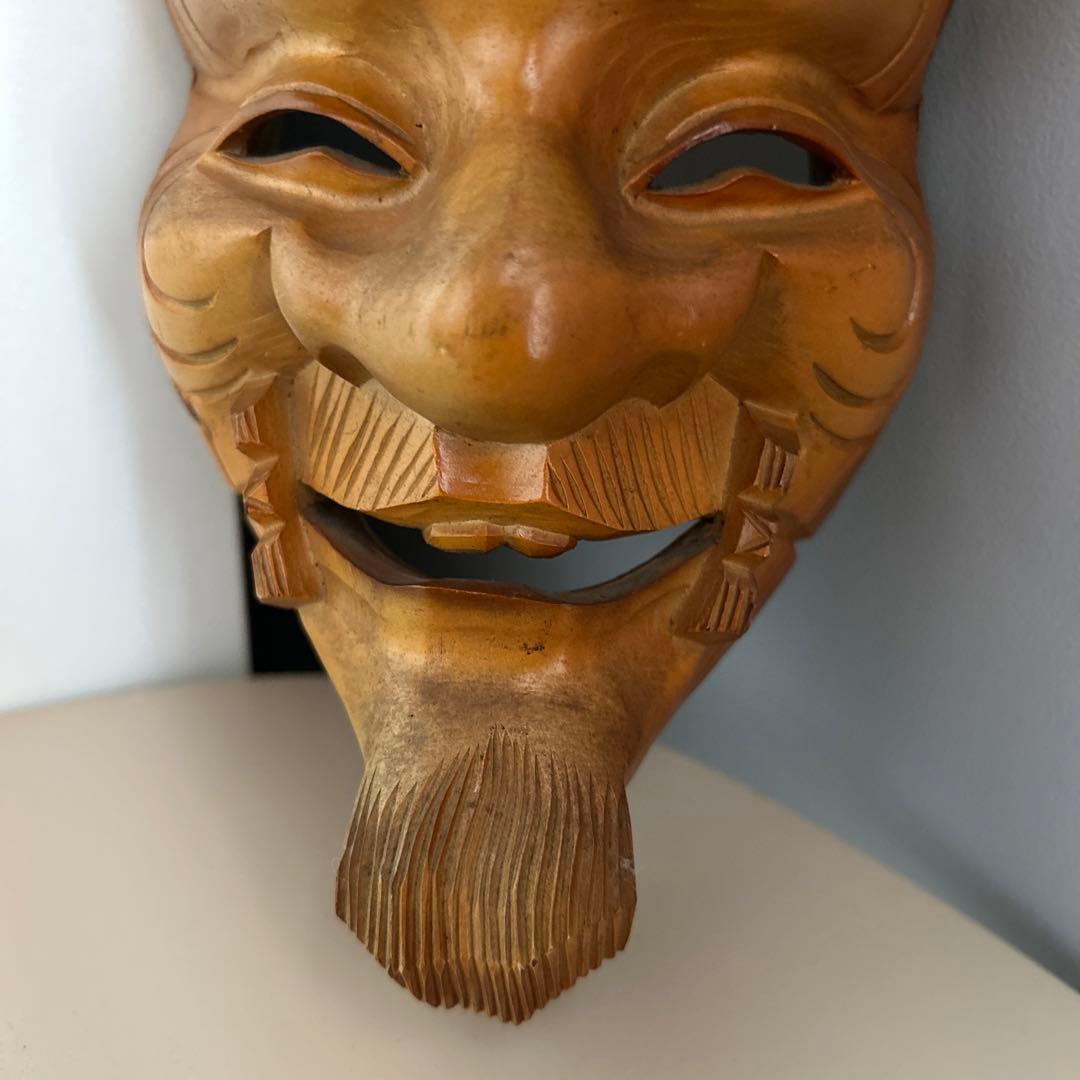 翁面 お面 木彫り 希少 骨董 レトロ ビンテージ アンティーク 昭和 レア