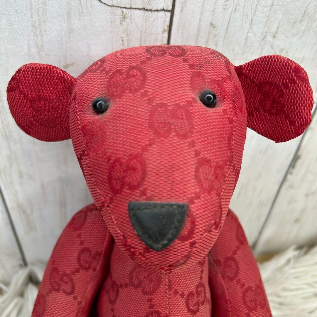 GUCCI テディベア ぬいぐるみ グッチ GG柄 クマ くま GG 赤　レッド