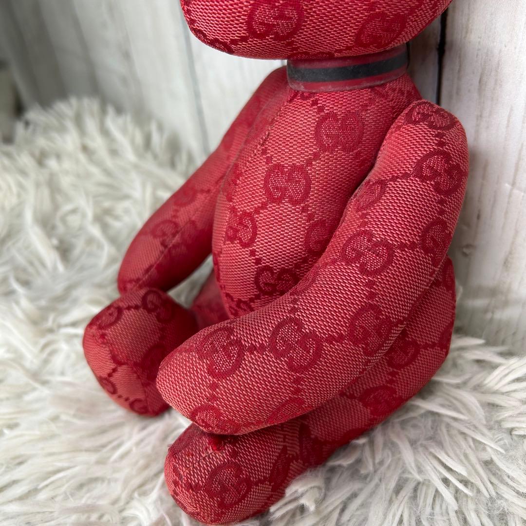GUCCI テディベア ぬいぐるみ グッチ GG柄 クマ くま GG 赤　レッド