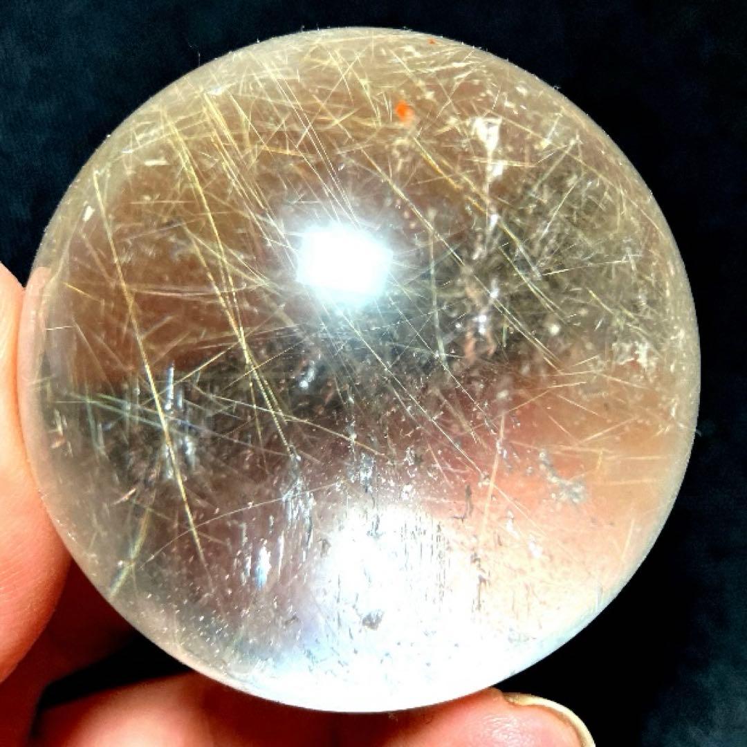 50mm ゴールドルチルクォーツ　丸玉　スフィア　金針水晶