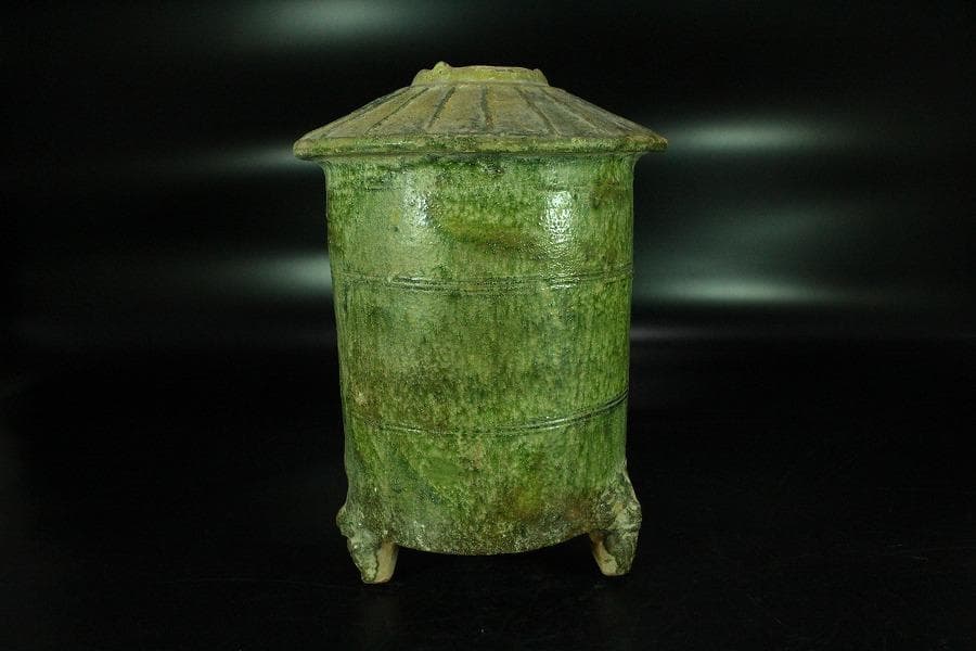 中国美術 緑釉 菌 後漢 時代物(K-A357)