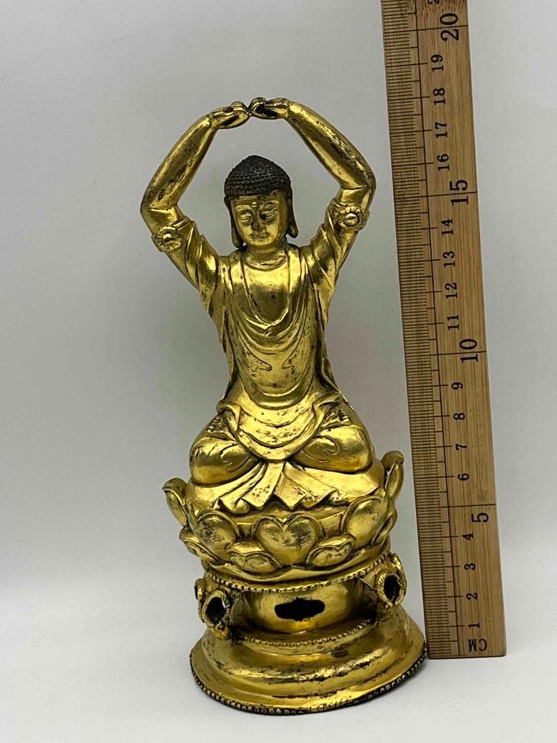 唐時代　金銅釈迦様立像　阿弥陀如来　金銅仏　唐物　仏教用品(C-80)