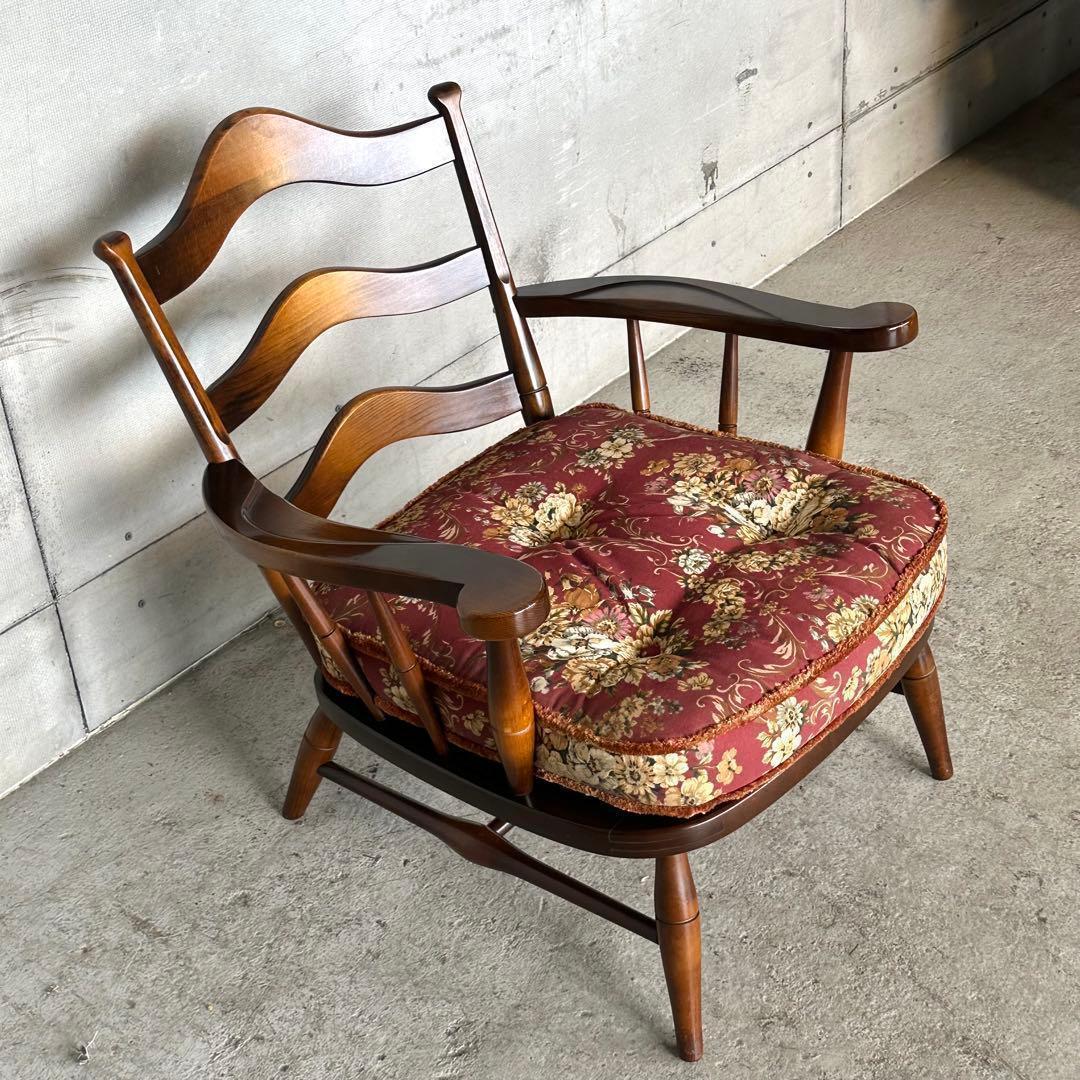 ✿飛騨産業✿ キツツキマーク 花柄 ソファー乗鞍シリーズ アームチェアー