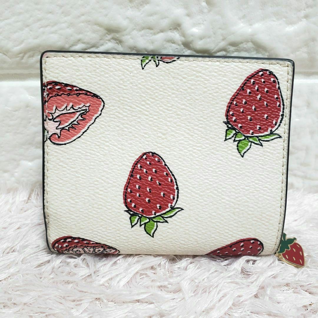 コーチ COACH ストロベリー ミニ折り財布 財布 いちご 極美品