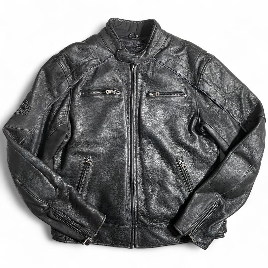 ハーレーダビットソン シングルライダースジャケット スカルデザイン 反射材付き