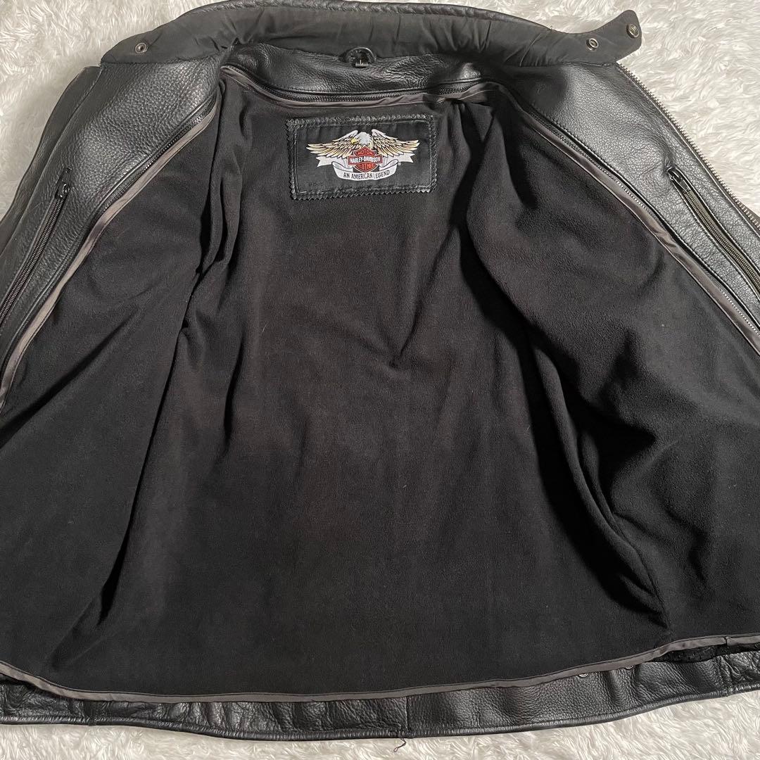 ハーレーダビットソン シングルライダースジャケット スカルデザイン 反射材付き