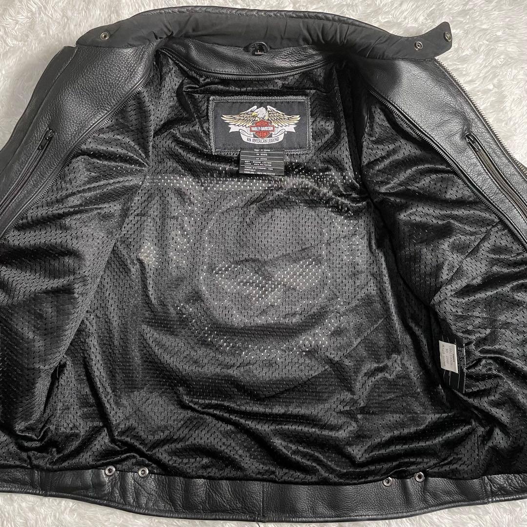 ハーレーダビットソン シングルライダースジャケット スカルデザイン 反射材付き
