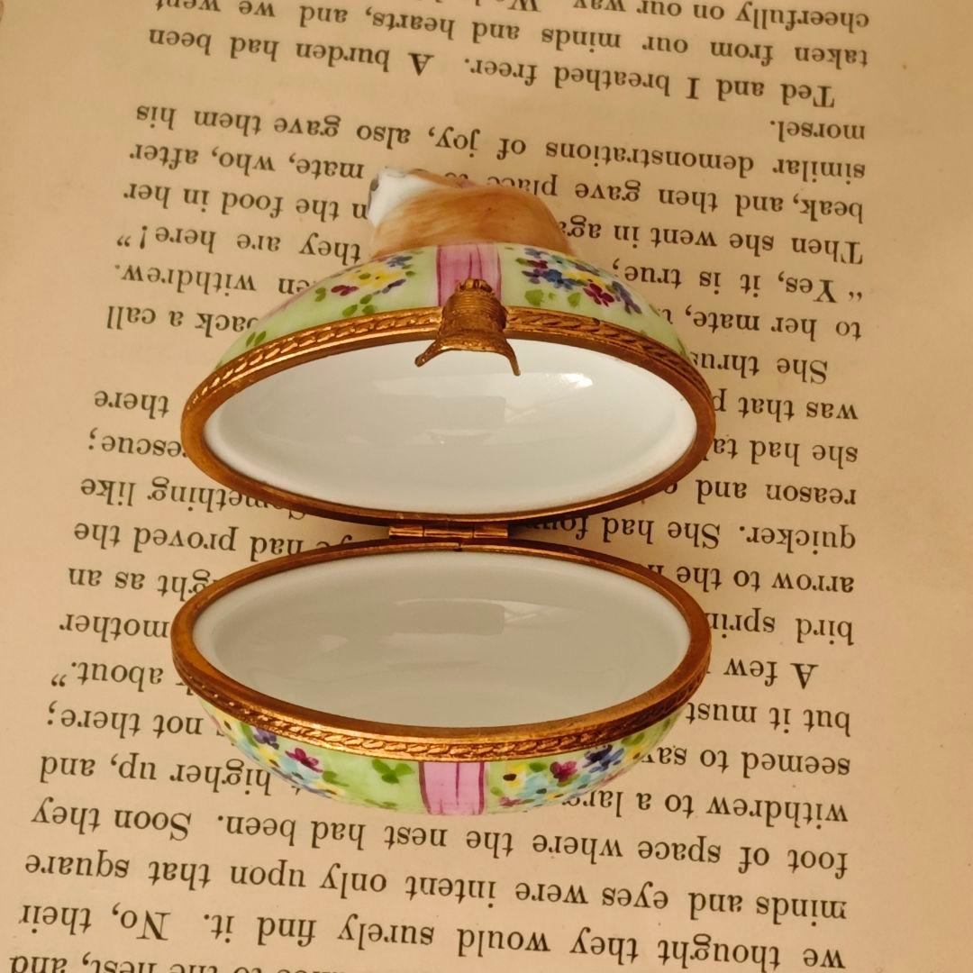 限定生産リモージュボックス　うさぎ　イースターエッグ兎　お花畑　フランス製小物入