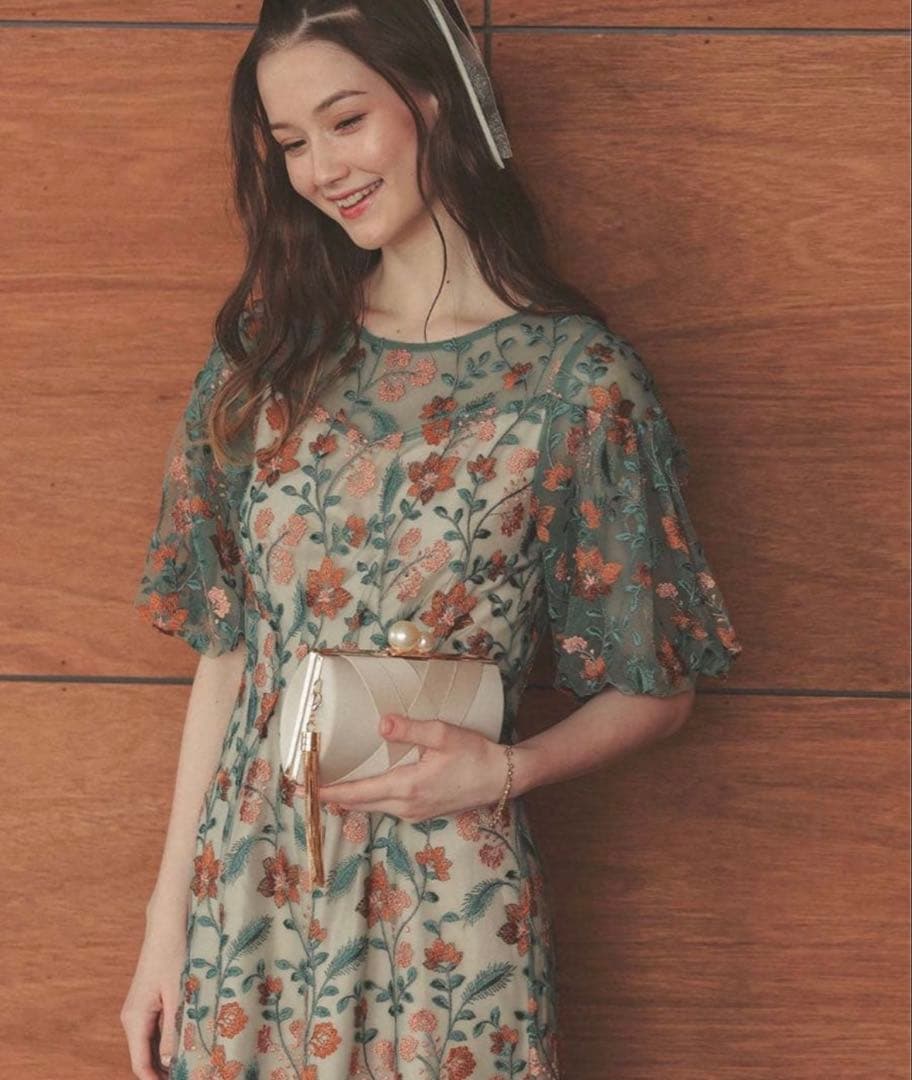 【新品タグ付き】Dorry Doll ブルーミーフラワードレス　オレンジ　M