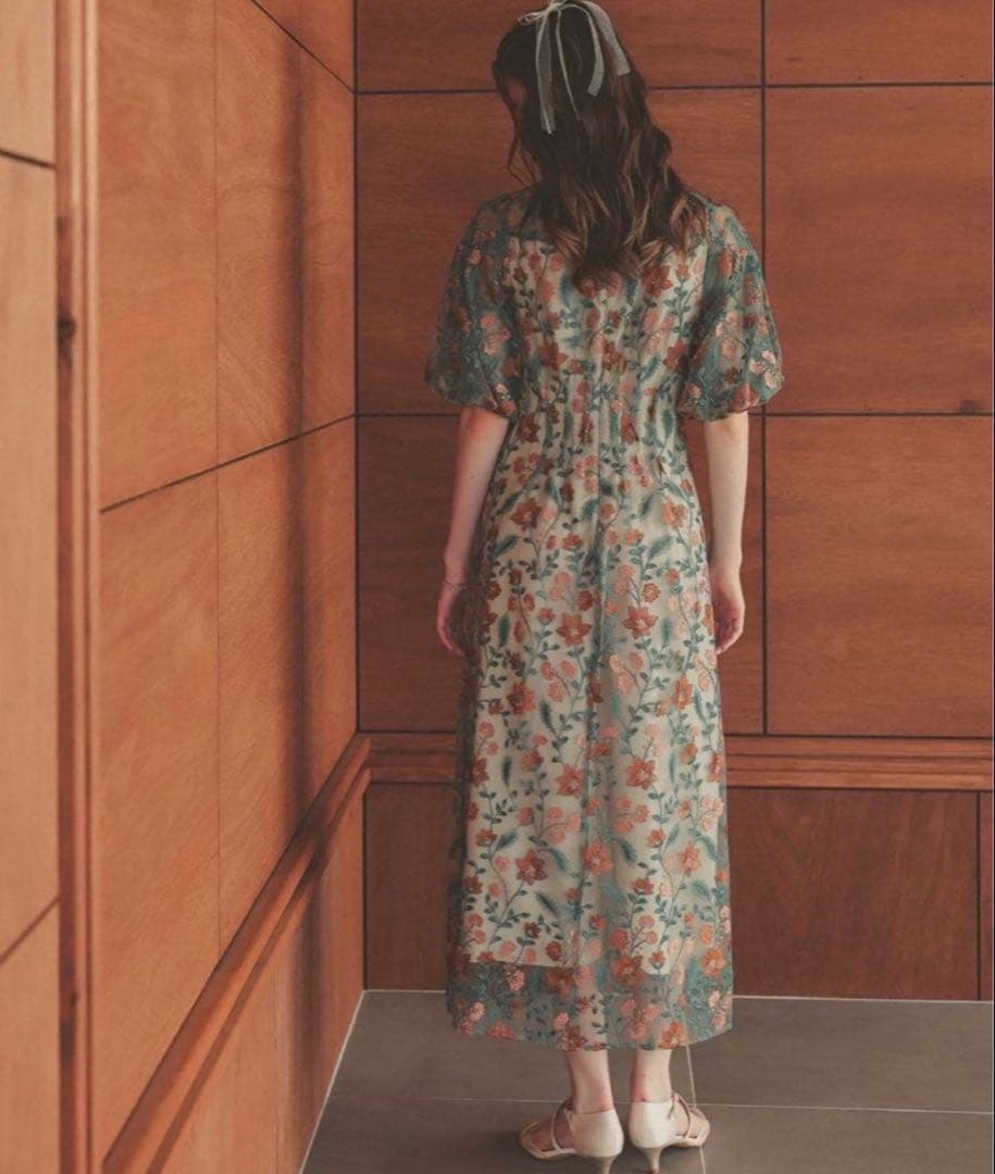 【新品タグ付き】Dorry Doll ブルーミーフラワードレス　オレンジ　M