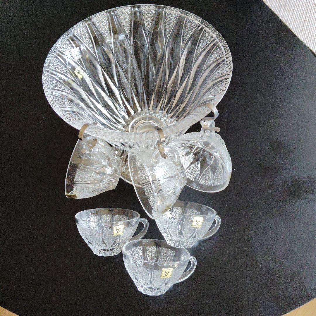 クリスタルガラス フルーツポンチ・ティーセット 6個