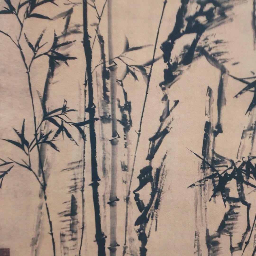 【証書付】鄭板橋 竹子図 中堂掛軸 仿藍光仕上げ 絹本大幅 中国書画 美術品