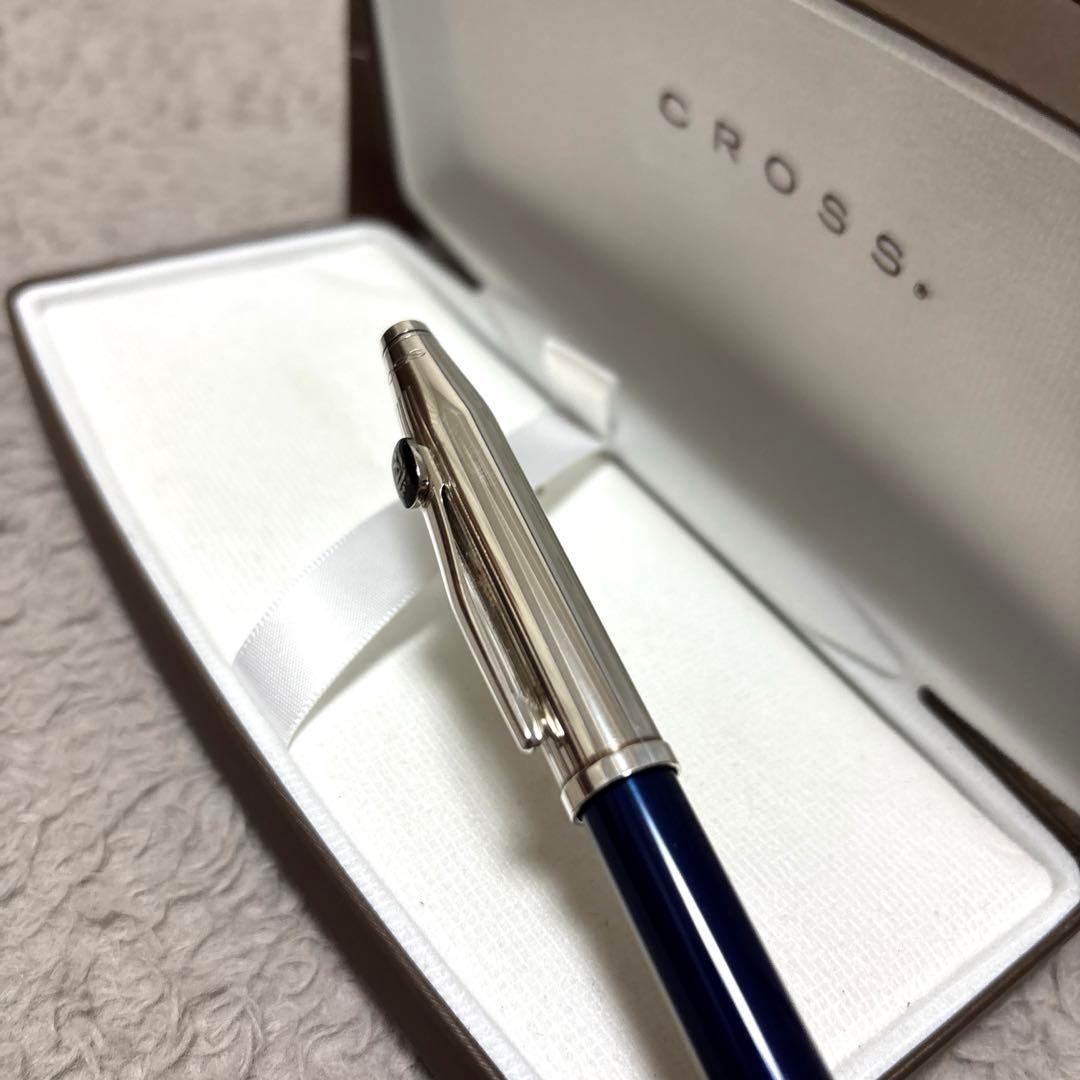 CROSS クロス シルバーカラー　ネイビー　万年筆 18Kペン先　希少
