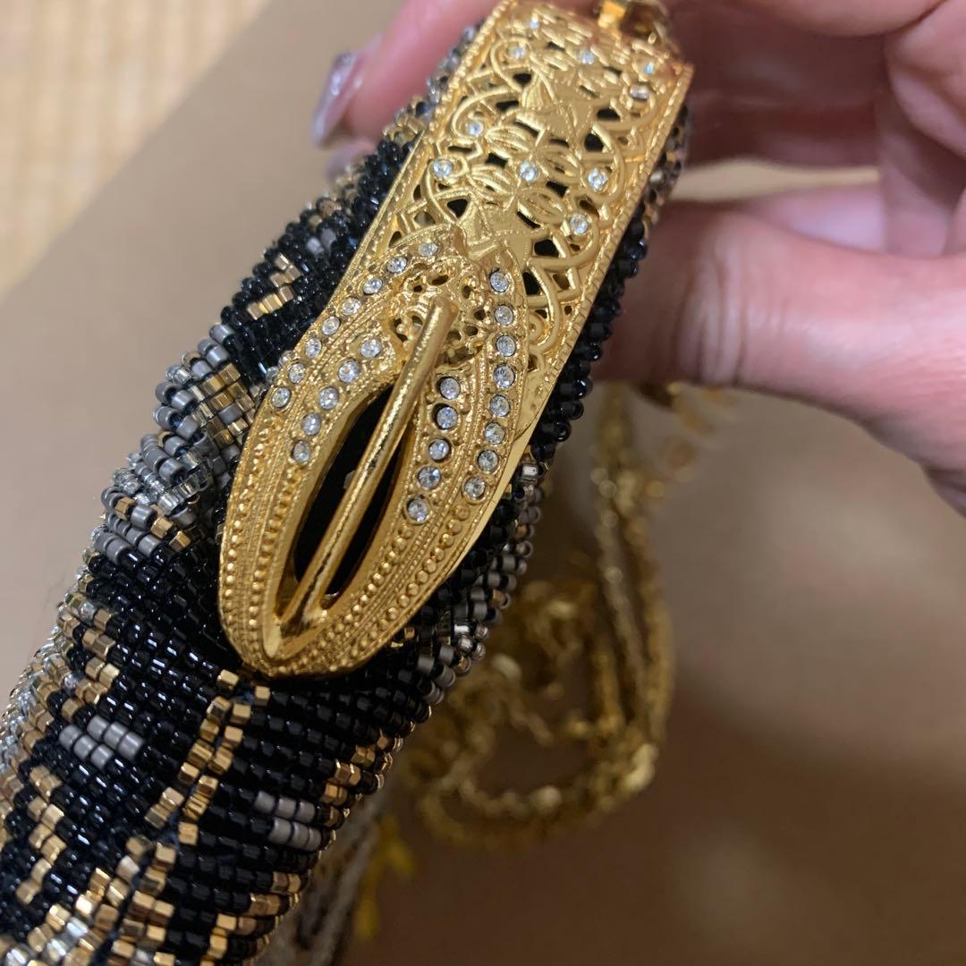 デリカビーズ　フリンジ　バッグ　ハンドメイド　シルバー