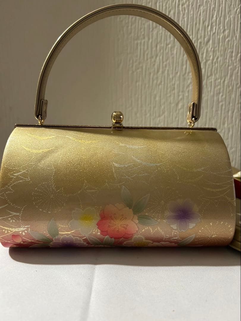 花柄ゴールド 草履バックセット　LL振袖　成人式　華やか