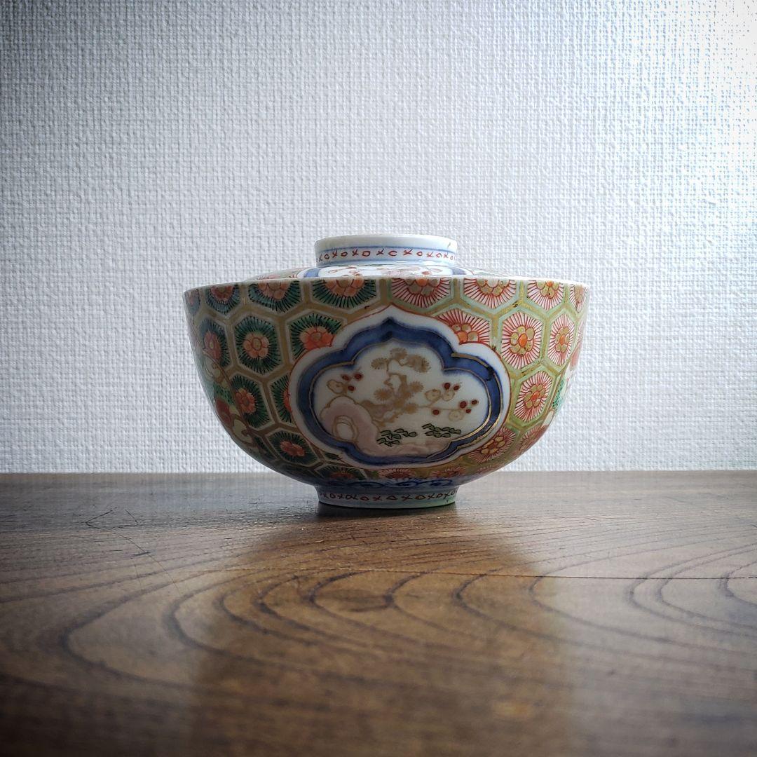 蓋物　蓋茶碗　古伊万里　金襴手　染付　亀甲　舞鶴　鳳凰　松竹梅　角福　ニュウ