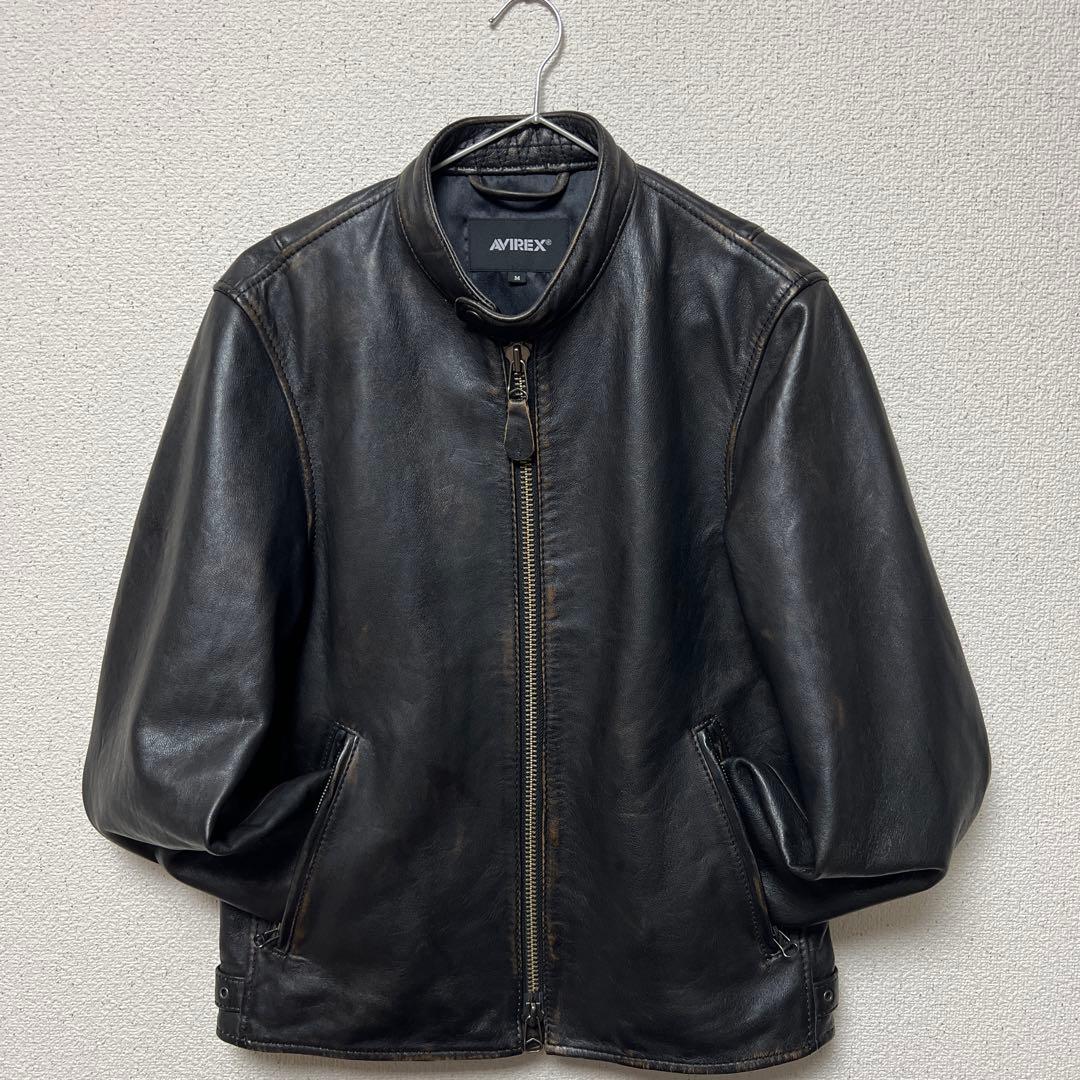 AVIREX レザージャケット エイジドレザーシングルライダース Mサイズ