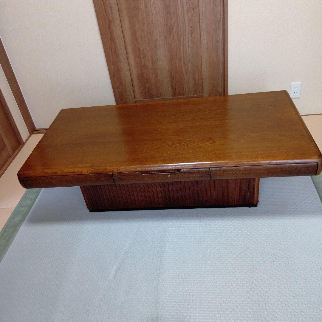 アンティーク　カリモク　木製センターテーブル 引き出し付き