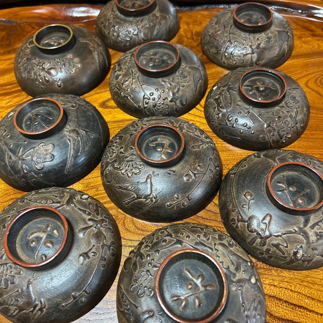 吸物椀　蓋付絵柄富士山10客