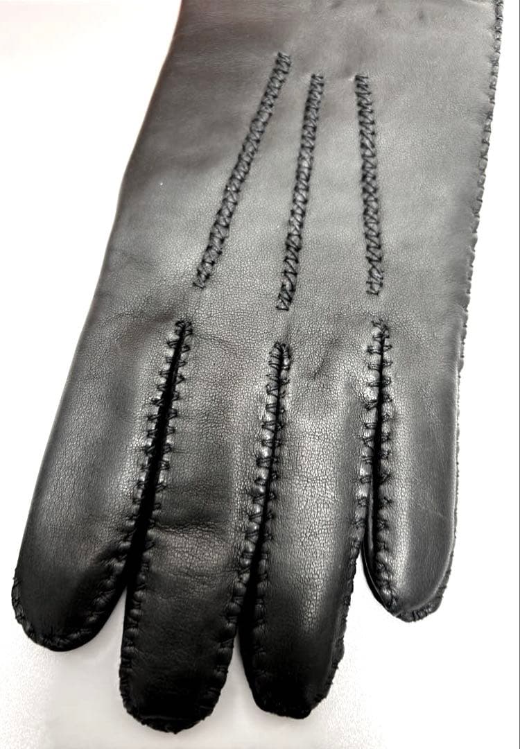 【美品】エルメス クルードセル手袋ブラック ラムレザーカシミア ¥177,100